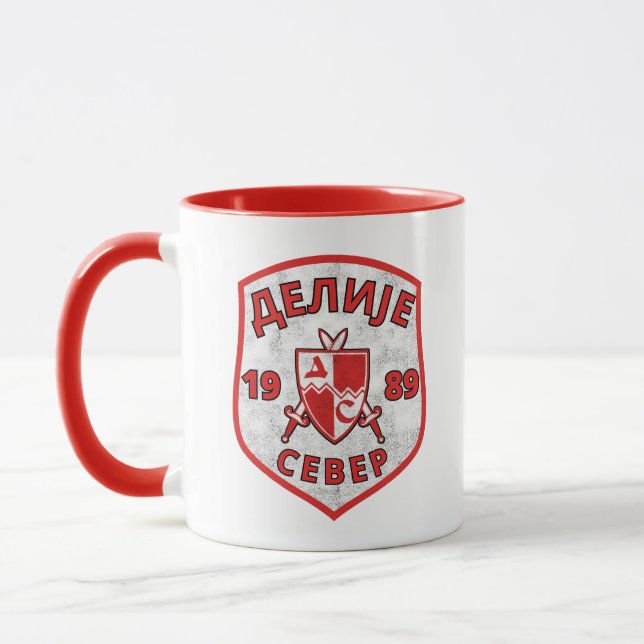 Mug Делије Север 1989 Црвено Бели Ретро  (Gauche)
