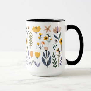 Mug С collecte des fleurs vectorielles
