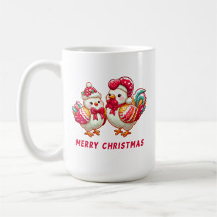 Mug С de Noël poulets, poulets de Noël de la ferme de