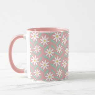 Mug С hamomile rose Turquoise Fleur Feuilles