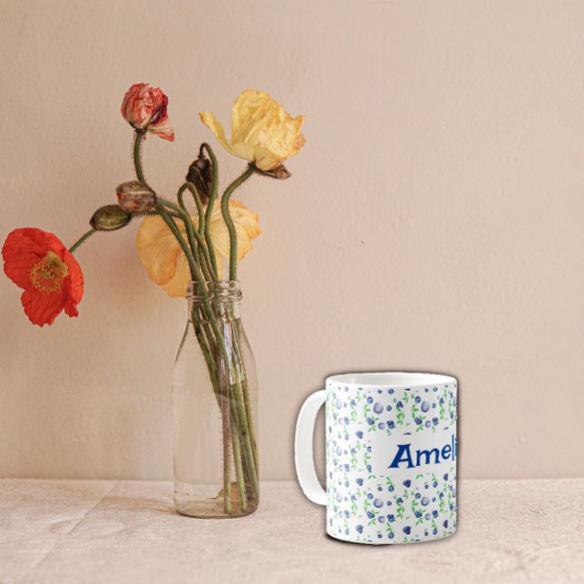 Mug С ute Blueberry aquarelle nom du motif (Créateur téléchargé)