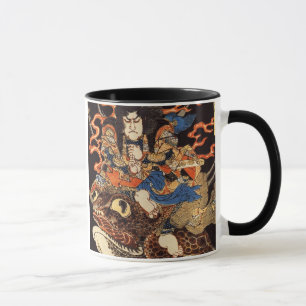 Mug 侍と化け蛙, samouraïs de 国芳 et grenouille géante,