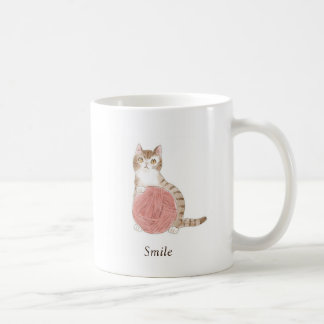 Mug 文字 カスタマイズ 猫と毛糸玉 著者:Shiori K.