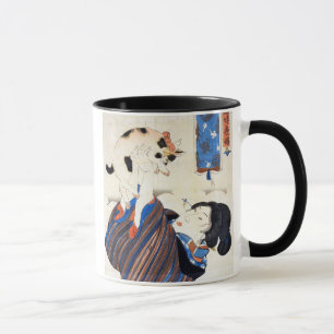 Mug 猫と女, chat de 国芳 et femme, Kuniyoshi, Ukiyo-e