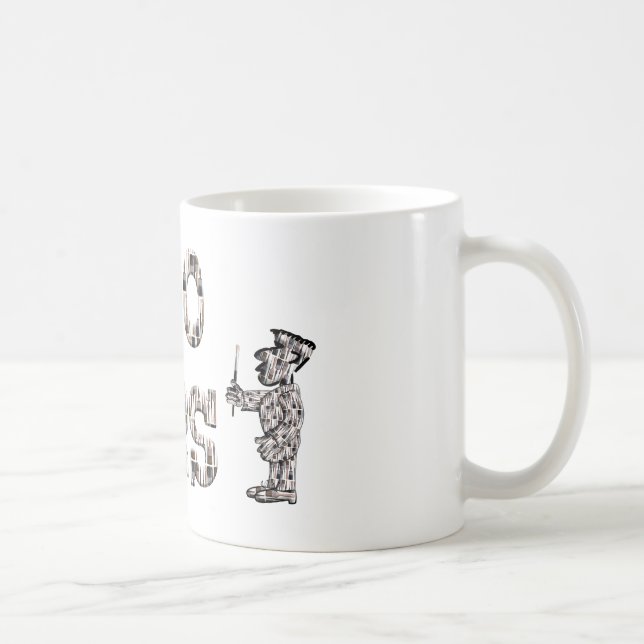 Mug 10000 hours with an overlay of paint brushes.  (Droite)