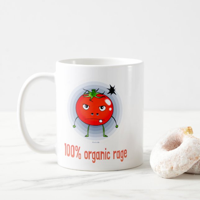 Mug 100% de Rage Biologique Drôle Tomate Enragée (Avec donut)