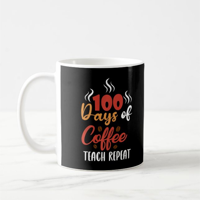 Mug 100 Jours de café Enseignants de répétition Design (Gauche)