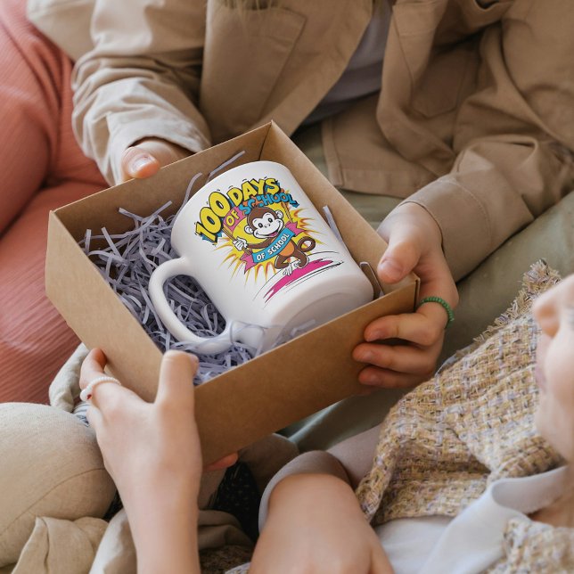Mug 100 Jours de l'école Singe amusant café cadeau (Créateur téléchargé)