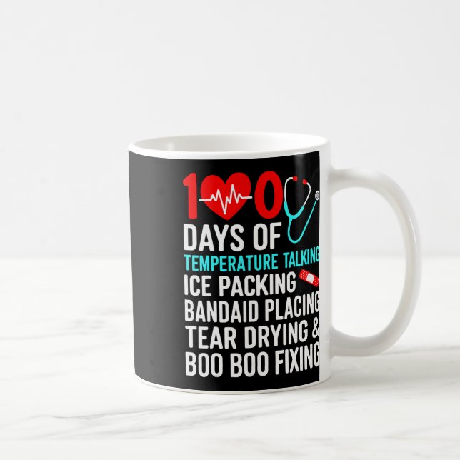 Mug 100 jours de température Infirmière scolaire 100e  (Droite)