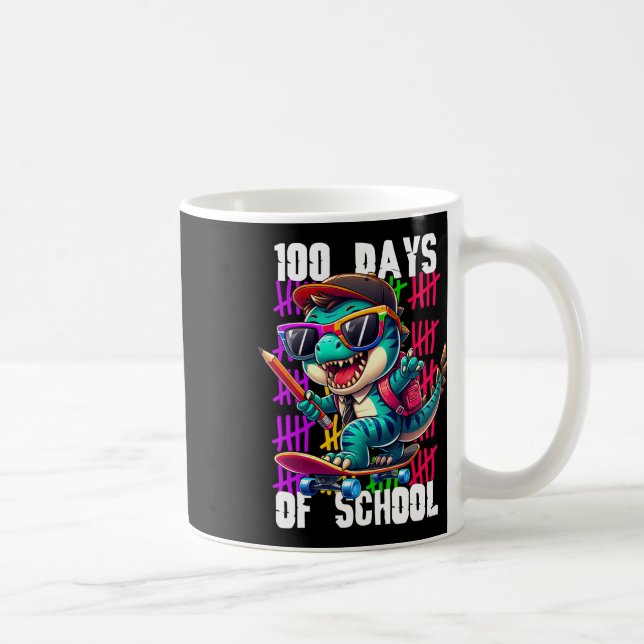 Mug 100 Jours D'école Dinosaure Cool Skateboard  (Droite)