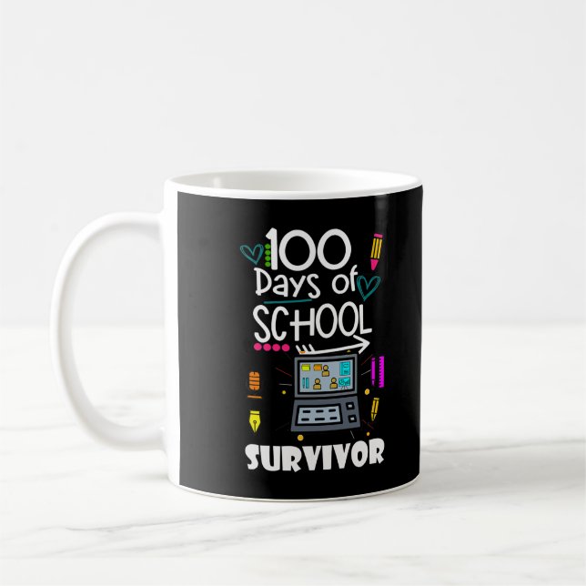 Mug 100 jours d'école enseignant virtuel T-Shirt (Gauche)