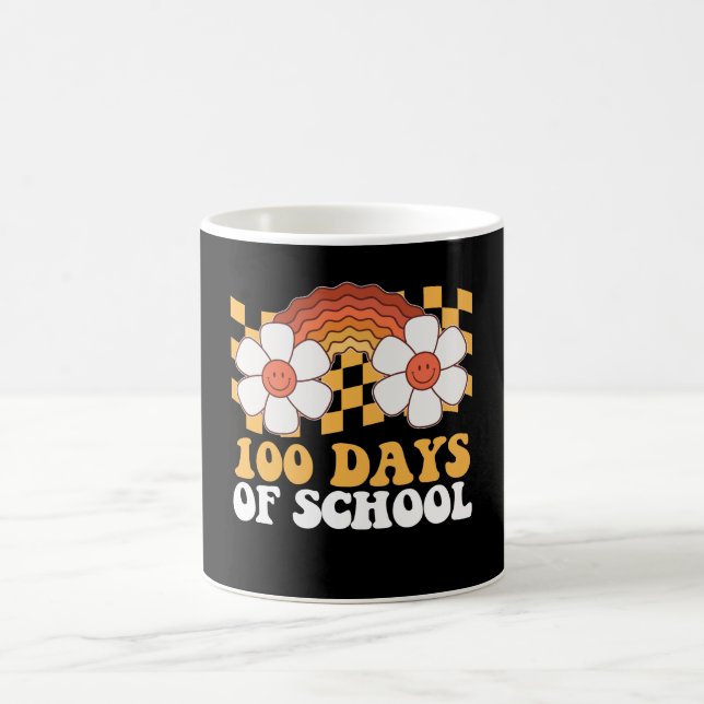 Mug 100 Jours D'école Fleur Arc-en-ciel Groovy Rétro (Centre)
