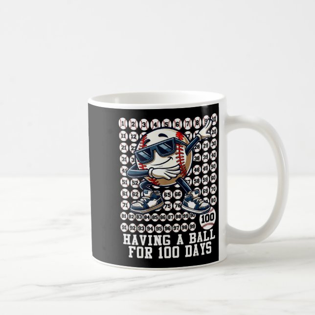 Mug 100 jours d'école garçons dabbing baseball 100ème  (Droite)