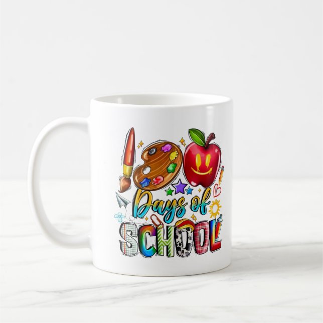 Mug 100 Jours D'Enseignant À L'École Et Enfants Cadeau (Gauche)
