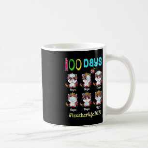 Mug 100 Jours d'enseignant scolaire Unicorne portant l