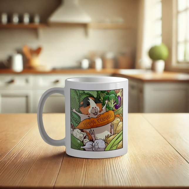 Mug 100% Veggie Joyeux Cochon De Guinée Avec Carotte (Créateur téléchargé)