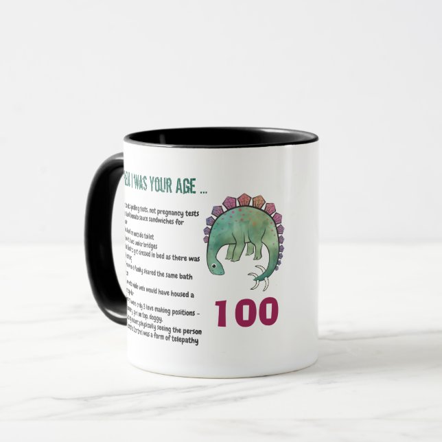 Mug 100e anniversaire drôle Se Vieillir Texter N'IMPOR (Devant gauche)