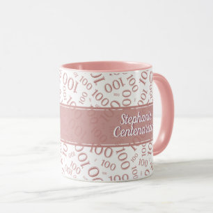 Mug 100e anniversaire Motif de numéro aléatoire rose