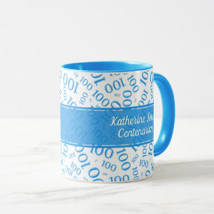 Mug 100e anniversaire Motif de numéros aléatoires bl