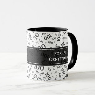 Mug 100e anniversaire noir/blanc Motif de numéro alé