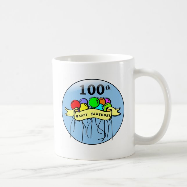 Mug 100th ballons heureux d'anniversaire (Droite)