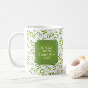 Mug 100th Centenarian vert de motif de nombre