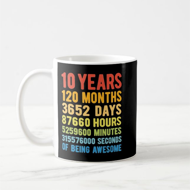 Mug 10 ans 120 mois d'être génial 10e anniversaire (Gauche)