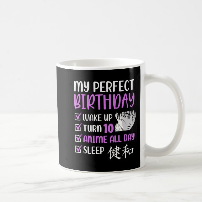 Mug 10 ans Annime fête d'anniversaire 10e garçon fille (Droite)