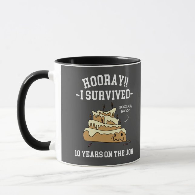 Mug 10 ans de service Survivécu Dix Ans au Travail (Gauche)
