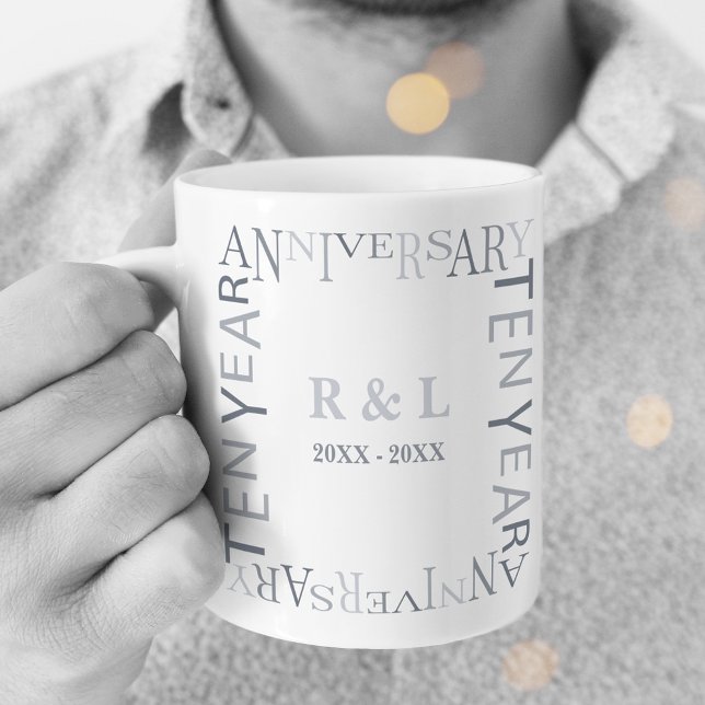 Mug 10 ans Mariage Anniversaire Cadeau Silvers (Créateur téléchargé)