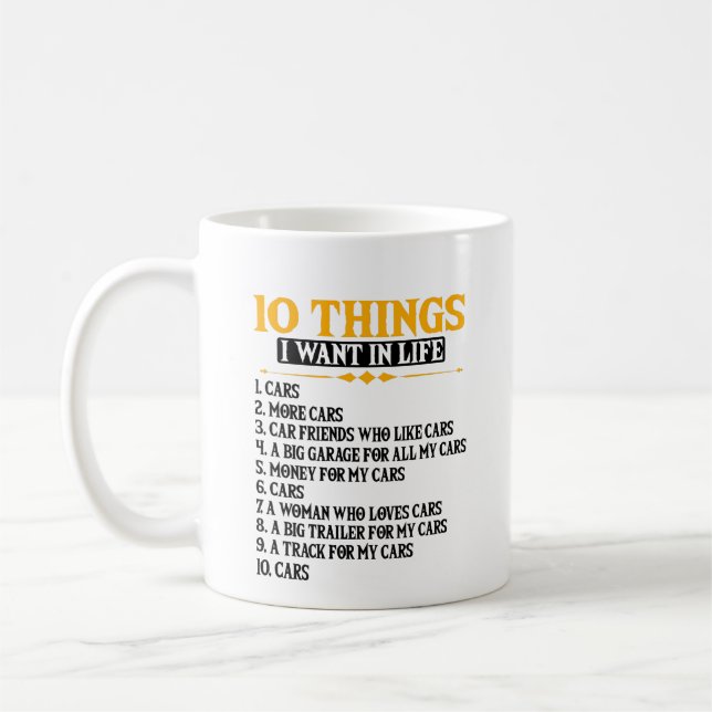 Mug 10 Choses Que Je Veux Dans Ma Fête des pères De Vo (Gauche)