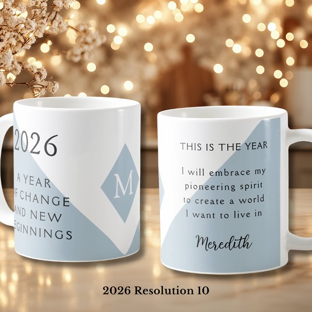 Mug 10. New Year Resolution for 2026 Year of Change  (2026 Year of Change and New Beginnings Dusty Blue Resolution 10 Coffee Mug)