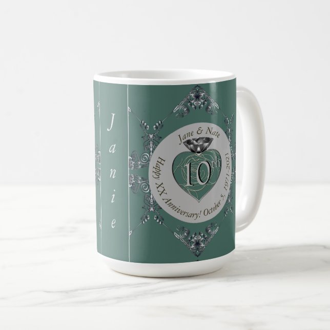 Mug 10e/11e/20e/25e/70e/ Anniversaire Mariage (Devant droit)