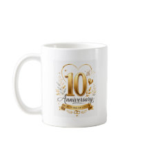 10e anniversaire 10 ans d'amour design or