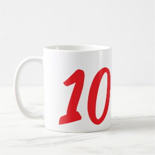 Mug 10e anniversaire ajouter nom date année rouge modè