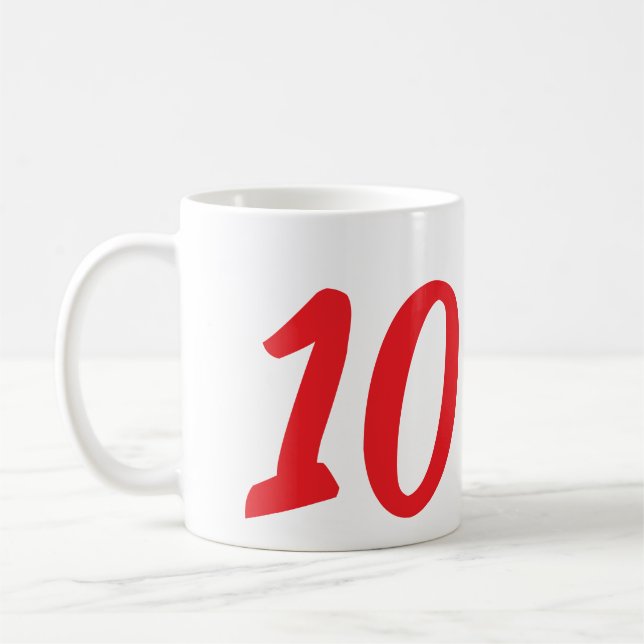 Mug 10e anniversaire ajouter nom date année rouge modè (Gauche)