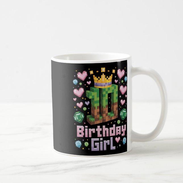 Mug 10e anniversaire fille chemise jeu Pixel Party 10  (Droite)