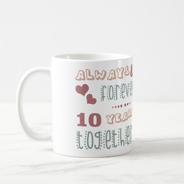 Mug 10ème anniversaire de Mariage mignon (Gauche)