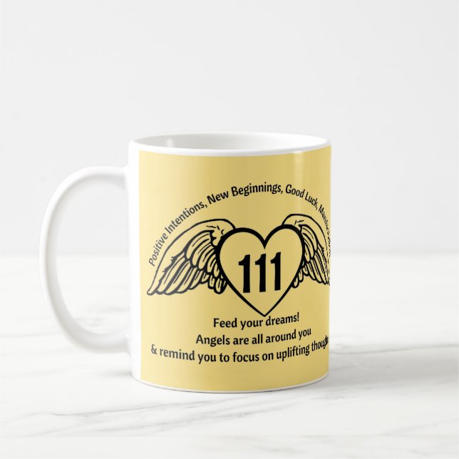 Mug 111 Numéros d'ange Citron jaune Nom de l'affirmati (Gauche)