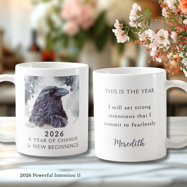 Mug 11. Corbeau 2026 Année de Changement Intention Pui (Raven 2026 Year of Change and New Beginnings Powerful Intention 11 Coffee Mug)
