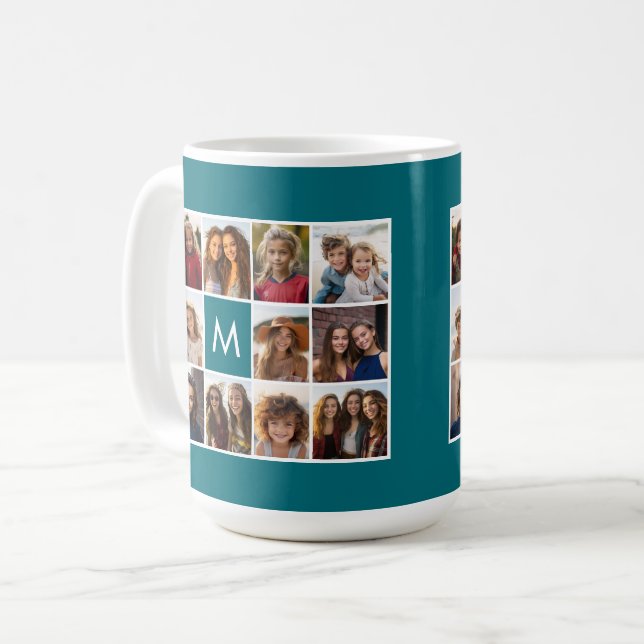 Mug 11 Grille de Collage avec Monogramme (Devant gauche)