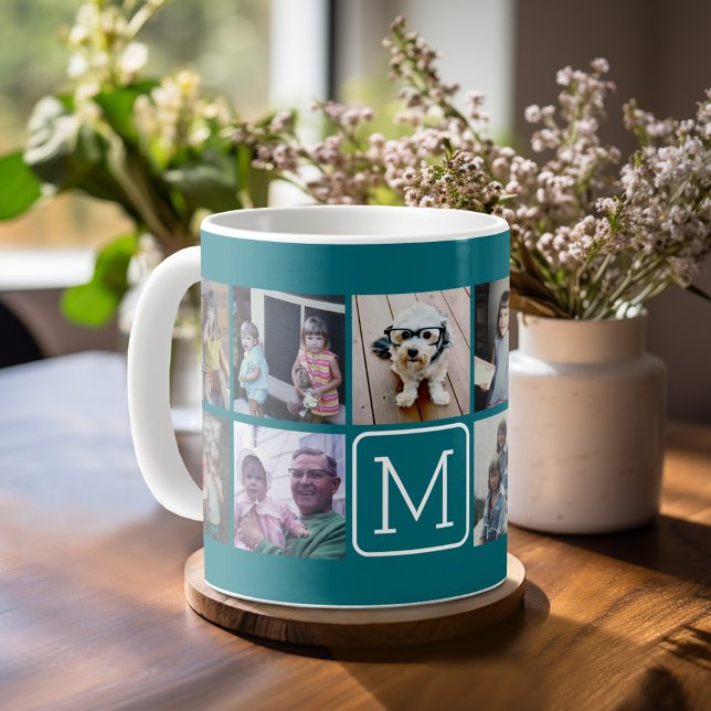 Mug 11 Grille de Collage de Photos avec Monogramme (Custom photo mug)