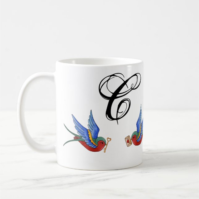 Mug  11 Oz. Boug de café Oiseau traditionnel Bruant de (Gauche)