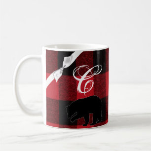 Mug  11 Oz. Bouge de café Buffle rouge Plaid Ours noir