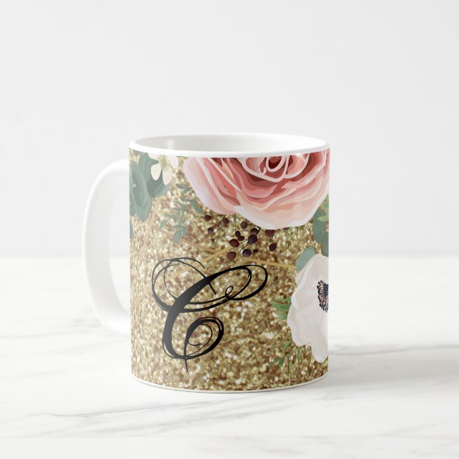 Mug  11 Oz. Bouge de café Jardin géométrique Rose Gold (Devant gauche)