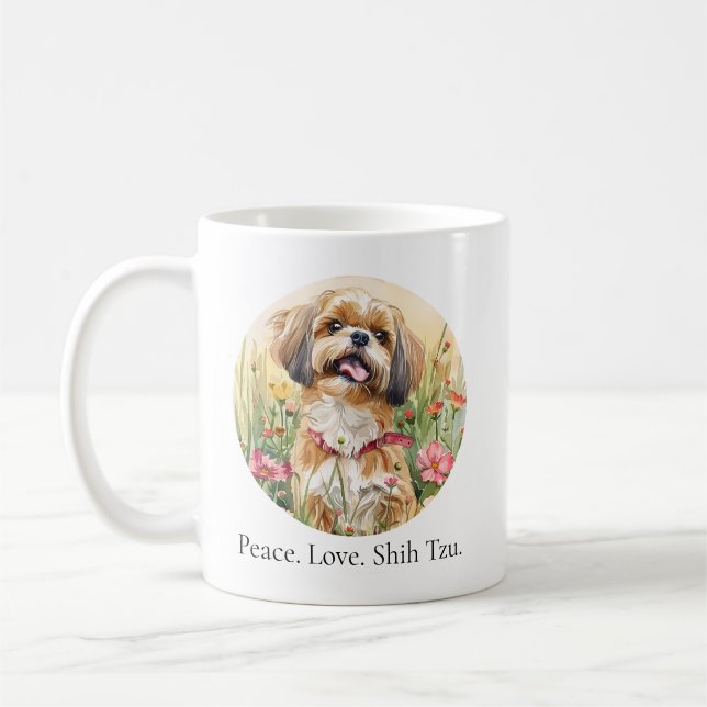 Mug (11 oz) — Paix. Amour. Shih Tzu (Gauche)