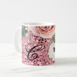 Mug 11 Oz. Parties scintillant de Rose géométrique du