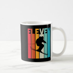 Mug 11e anniversaire Boy Retro Ski Lover Skier 11 ans