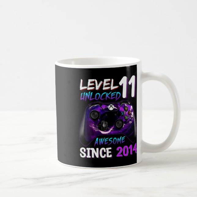 Mug 11e anniversaire garçon niveau 11 déverrouillé stu (Droite)