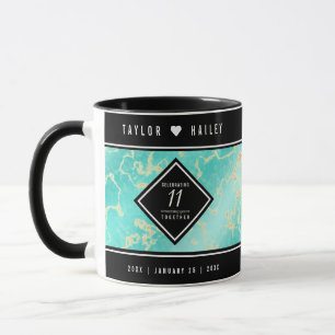 Mug 11ème anniversaire de Mariage turquoise